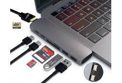 Хаб Thunderbolt Dual Type-C to Card reader/USB3.0/HDMI/Type-C Hub Silver